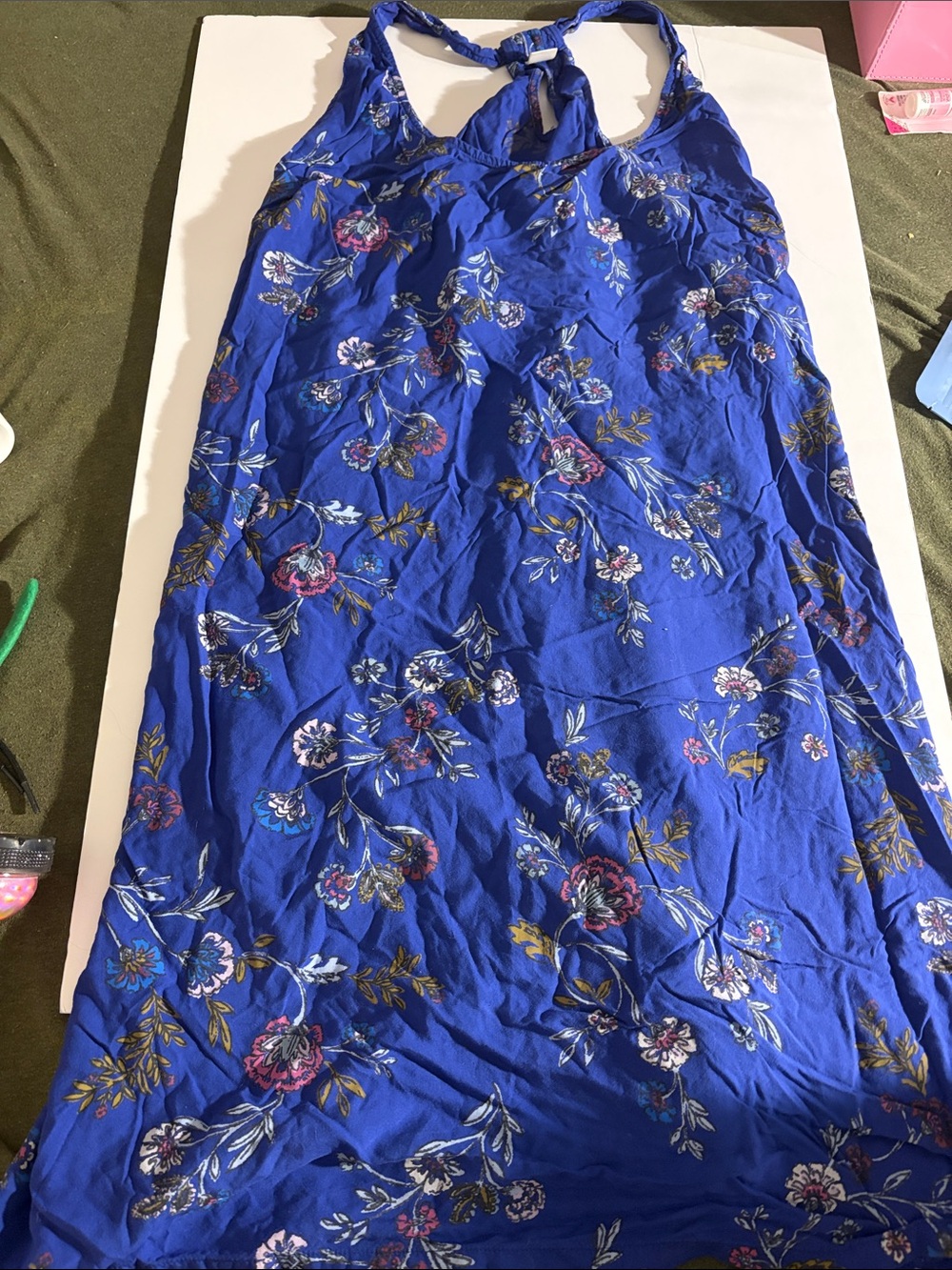 Old Navy Royal Blue Floral Halter Dress
